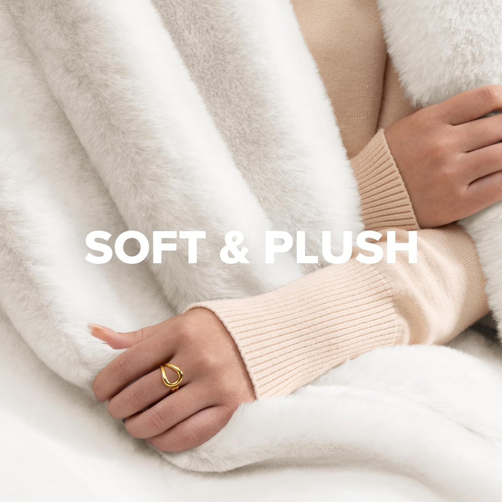 Euphoria Faux Fur Throw Blanket, Warm Fluffy, Luxury Bedroom Decor, Blankets, Machine Washable, 50-inch x 70-inch