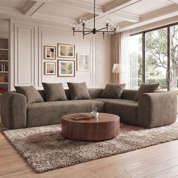 106" Cloud Boneless Couch, Right Chaise Sofa, Light Grey