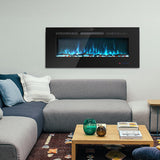 45 inches Electric Fireplace Inserts, Recessed and Wall Mounted Fireplace Heater, Linear Fireplace w/Thermostat
