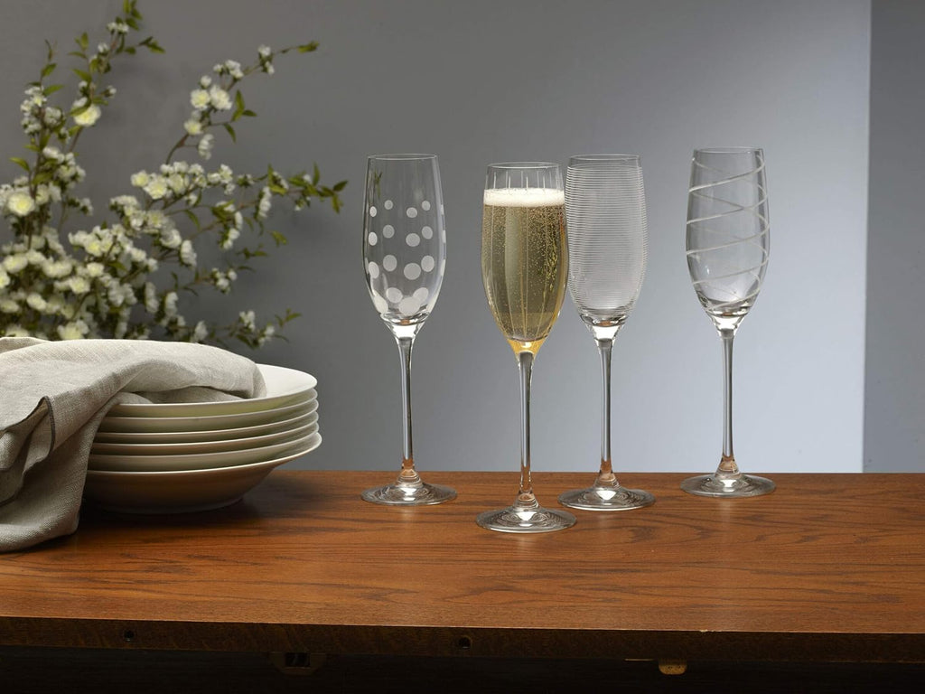 Crystal Cheers Champagne Flutes, Set of 4, 8 fluid ounces