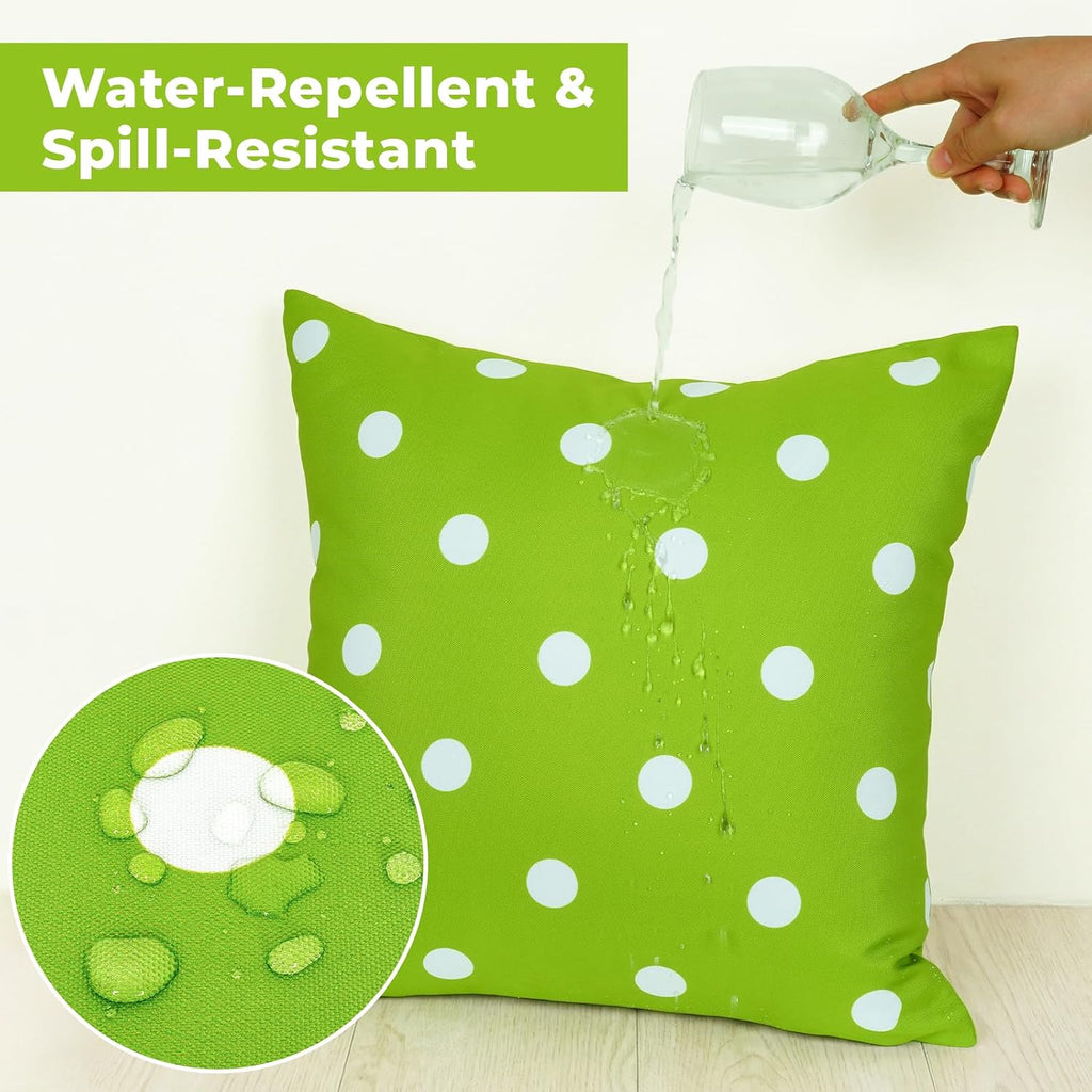 Outdoor Throw Pillow Covers Set of 2 Water Repellent Decorative Pillow Covers, Spring, Summer,18X18 Inches, Green
