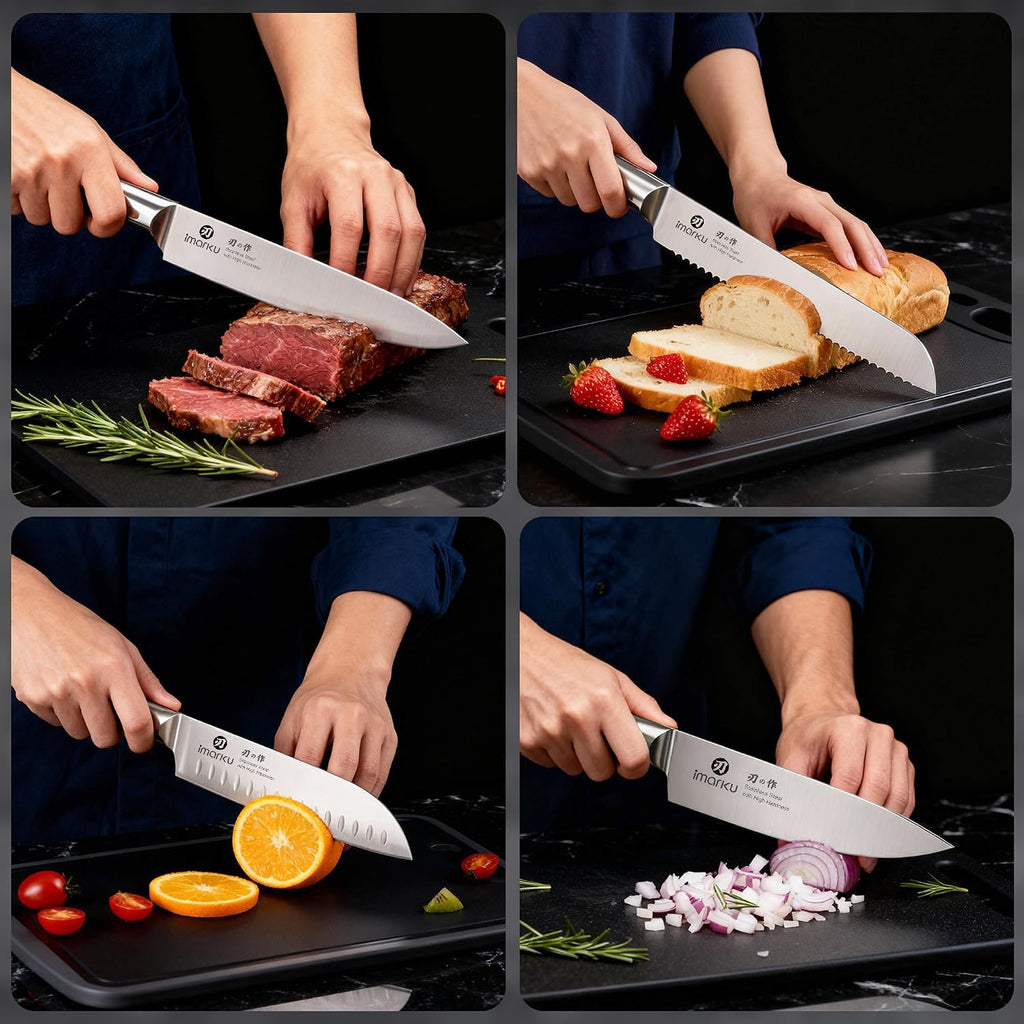 14 PCS Knife Set with Block, High-Carbon Steel, Built-in Sharpener | Japanese Kitchen Knife Set,Stainless