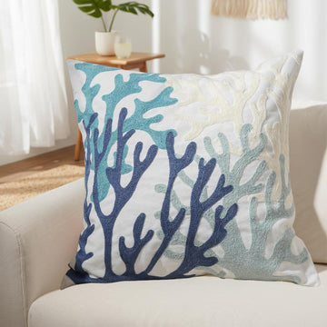 Coastal Decor Summer Pillow Covers 18x18 Inch Embroidered Beach Throw Pillowcase Sofa Living Room Bedroom Farmhouse