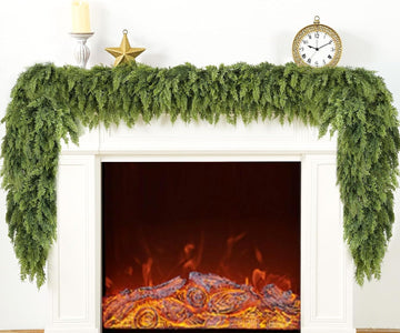 9FT Double Fullness Artificial Christmas Cedar Garland 280 Branches