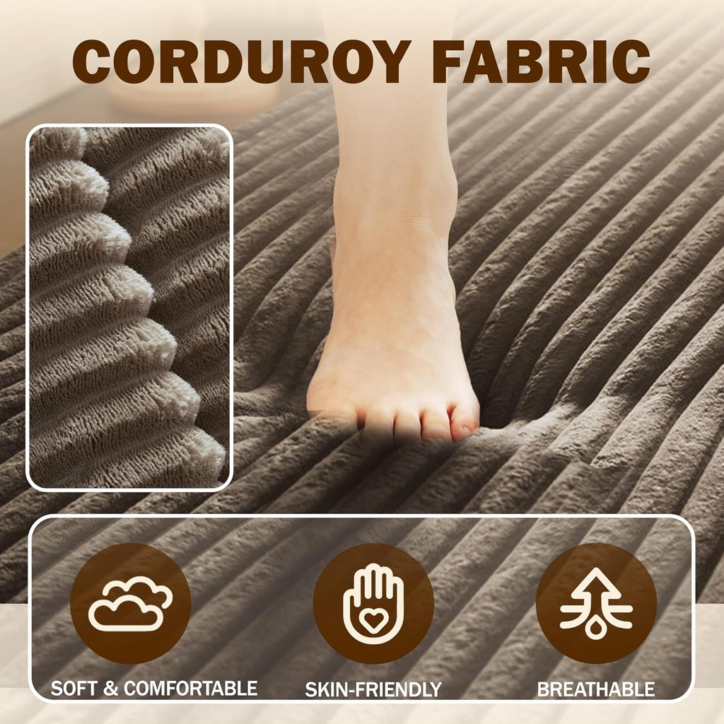 78" Convertible Futon Sofa Bed, Full Siz Corduroy Boneless Couch Bed, Brown | Sleeper Sofa Bed with Pillows & Deep