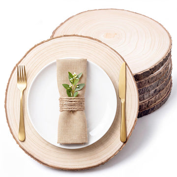 6 Pack 13 Inch Rustic Wood Slice Round Charger Plates