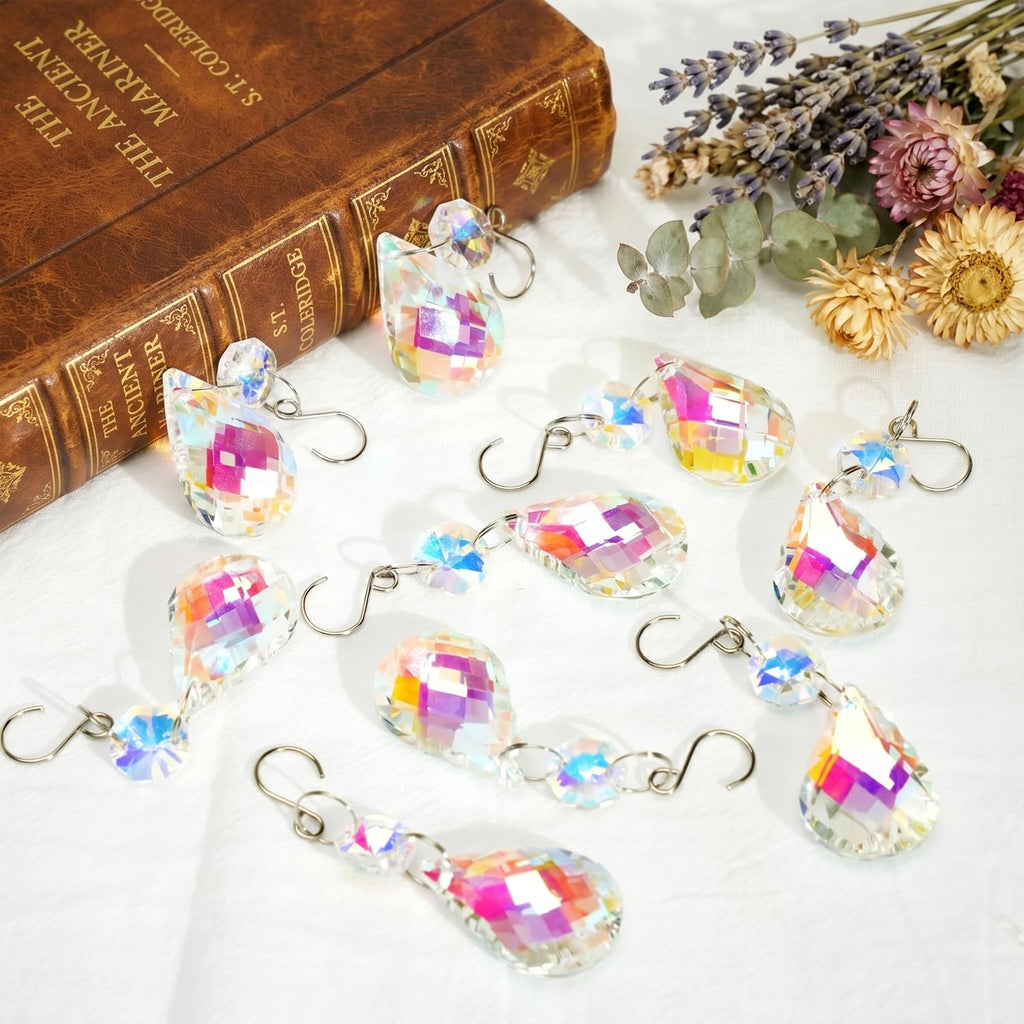10pcs Crystal Suncatcher Prisms Pendants Chandelier Crystals Replacement Hanging Sun Catcher Beads for DIY Arts