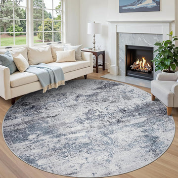 Round Rug 8ft Circle Rug Washable: Carpet Circular Area Rug for Entryway Kitchen Bedroom Dining Room