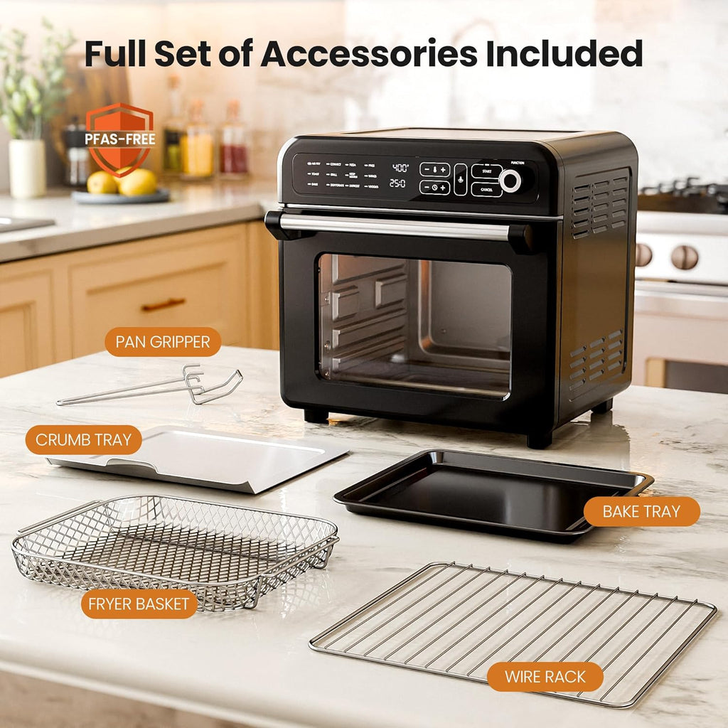 18QT Air Fryer Toaster Oven Combo, 12-in-1 Countertop Convection Airfryer Oven, Adjustable 70 - 450℉ Temperature, Bake
