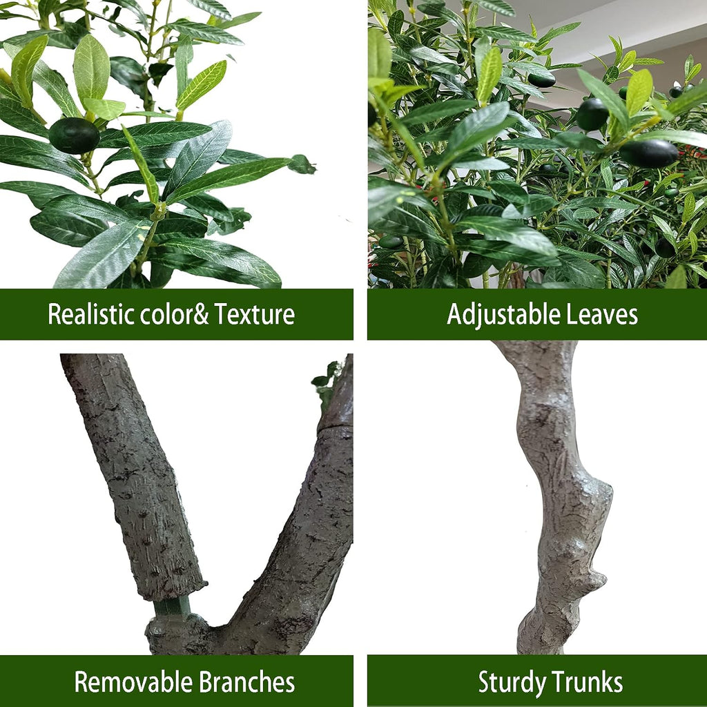 Olive Tree 7ft(82in,2200+Uv Protection Leaf) Tall,Faux Olive Tree Indoor Artificial Tree for Modern Home Office