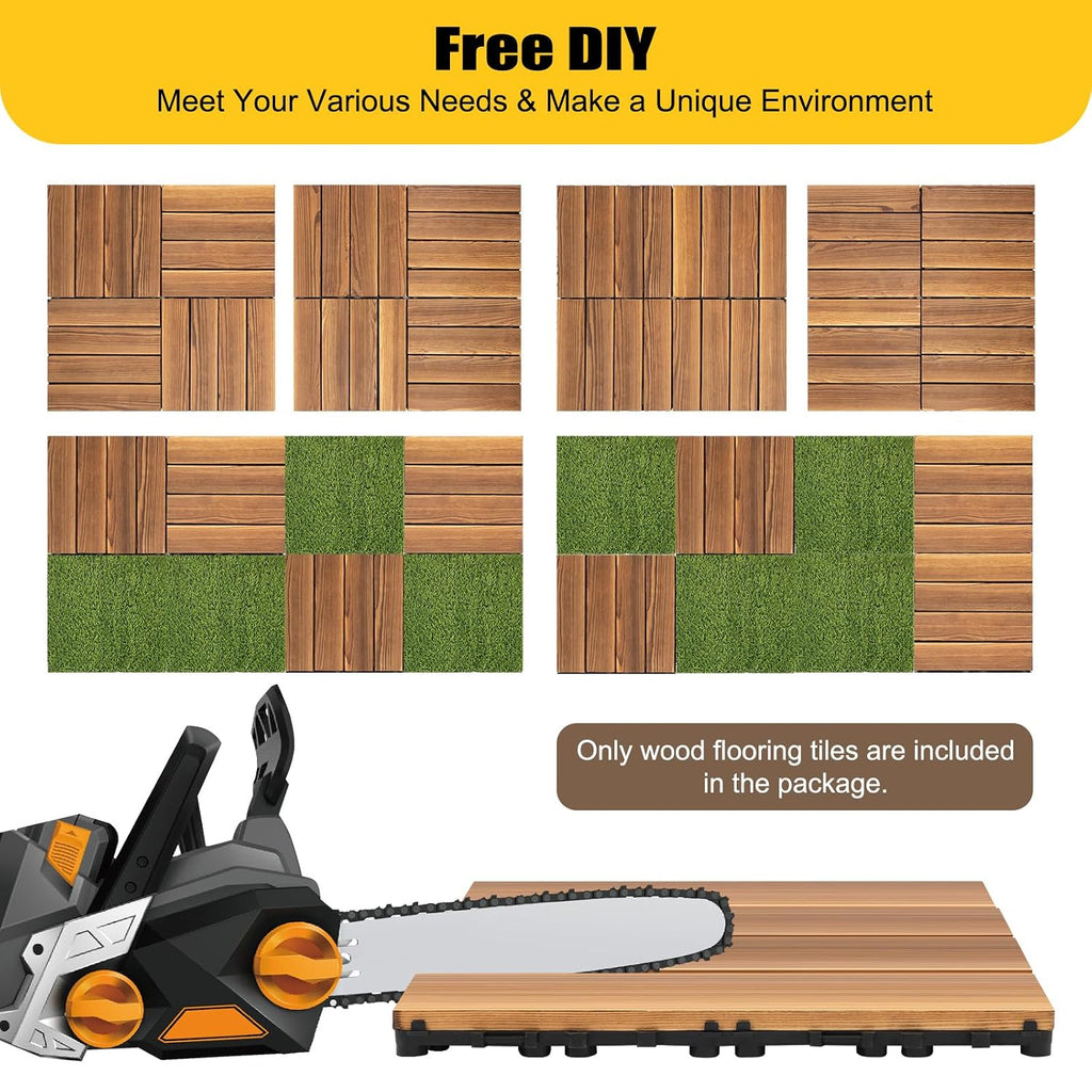 36 Pcs Patio Tiles, Interlocking Deck Tiles Outdoor with 32 Support Points, Deck Flooring Outdoor Waterproof All