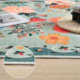 Area Rugs 9x12 Living Room Clearance Washable Boho Rug Non Slip Floral Vintage Low Pile Large Rug fo
