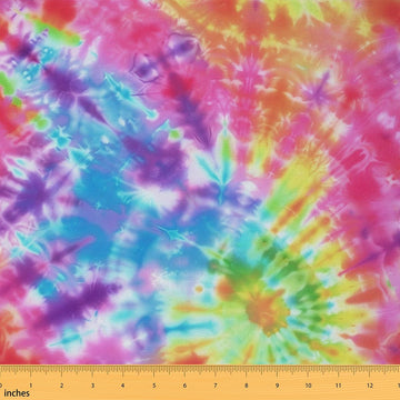 Tie Dye Fabric By The Yard, Boho Hippie Upholstery Fabric for Chairs Sofa Couch, Trippy Tie Dyed Bohemian Gypsy Soft