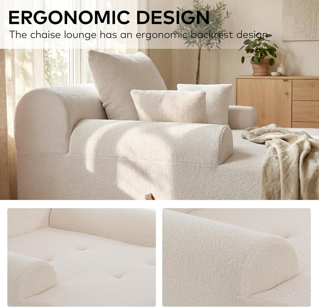65" Boneless Chaise Lounge Chair Indoor, Oversized Reading Lounger with 3 Pillows, Cloud Sofa Couch , Corduroy and