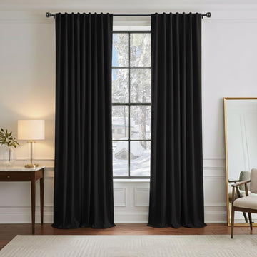 Black Out Curtains 96 inch Long, 52 Inch Wide, 2 Panels, Black