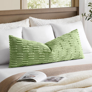 20x54 Inch Long Body Lumbar Pillow Cover 1 Pack Soft Plush Stripe Decorative Rectangle Cushion Elegant Double-Sided