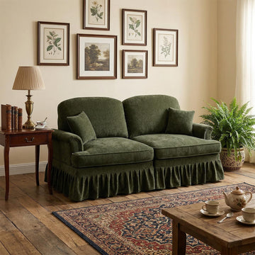Modular Sectional Sofa Couch, Comfy Chenille Sofa with Removable Ruffled Skirt, Flared Armrests, Sturdy Legs