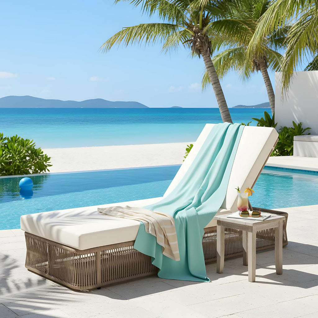 Outdoor Chaise Lounge Chair Set - Adjustable Woven Rope Sun Lounger with 5-Position Backrest (Frame Only) - Modern