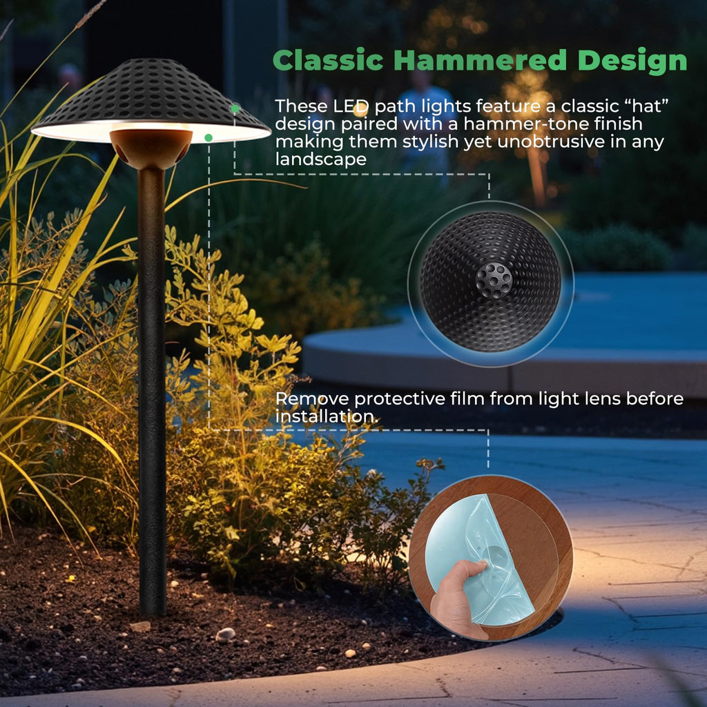 Low Voltage Landscape Lighting, 12V Hammered Path Lights 4 Pack