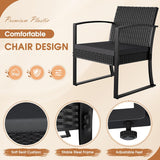 Resin 3 Pieces Patio Furniture Set, Outdoor Bistro Set with Cushions and Glass Table