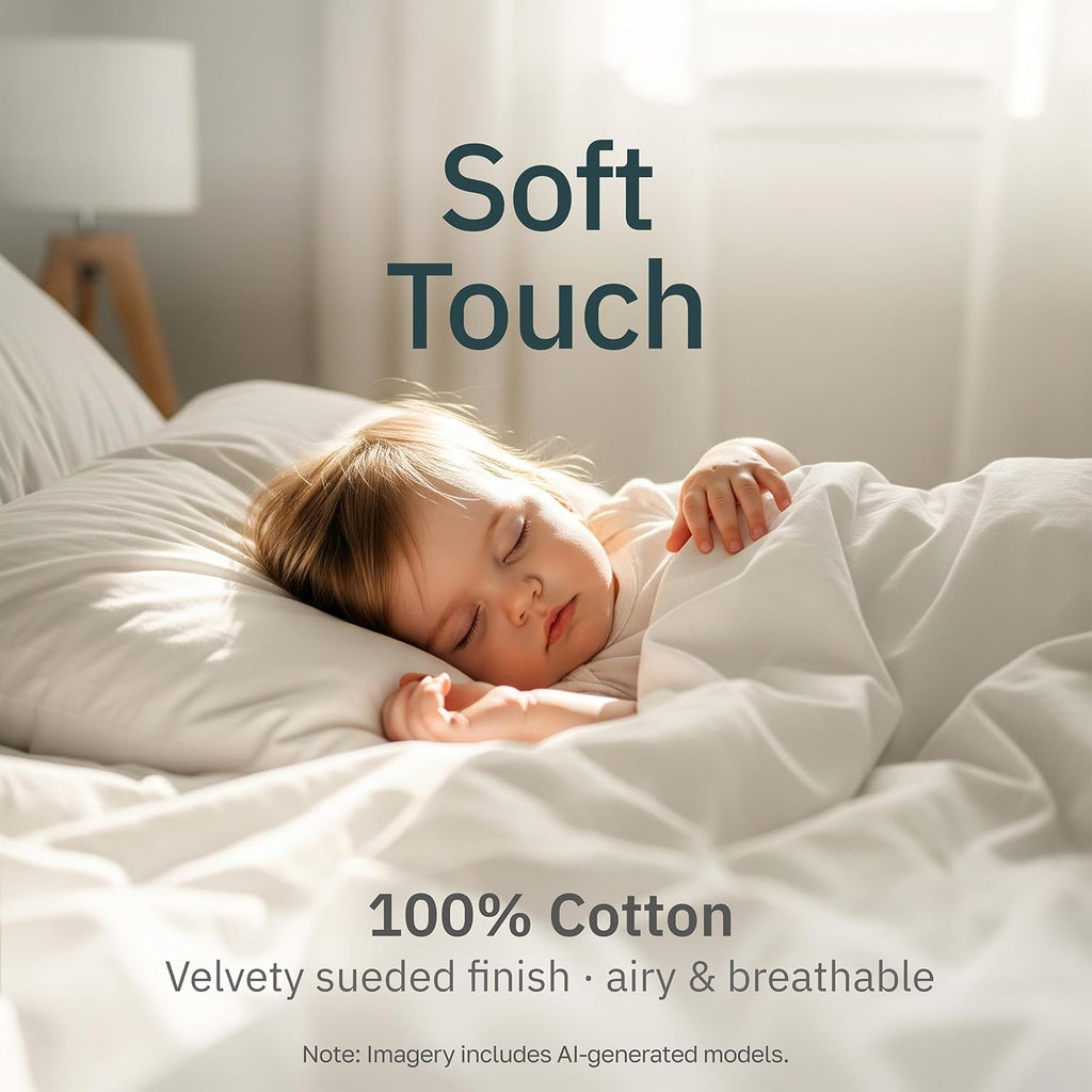 Super Soft 100% Cotton Twin Sheets, 3 Pc Set, White