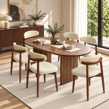 Dining Chairs Set of 6, Upholstered Solid Wood Dining Room Chairs