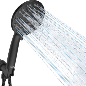 8-Setting Handheld Shower Head, Water-Saving Design, Matte Black