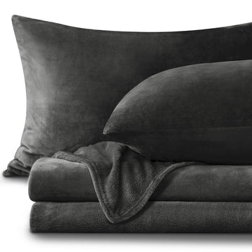 Flannel Sheets Queen Size, Dark Gray, 4 Pieces