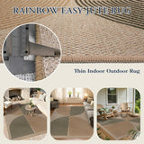 Lahome Modern Rainbow Easy Jute Rug, Washable 5x7 Area Rugs for Living Room Black Farmhouse Dining Room Rug
