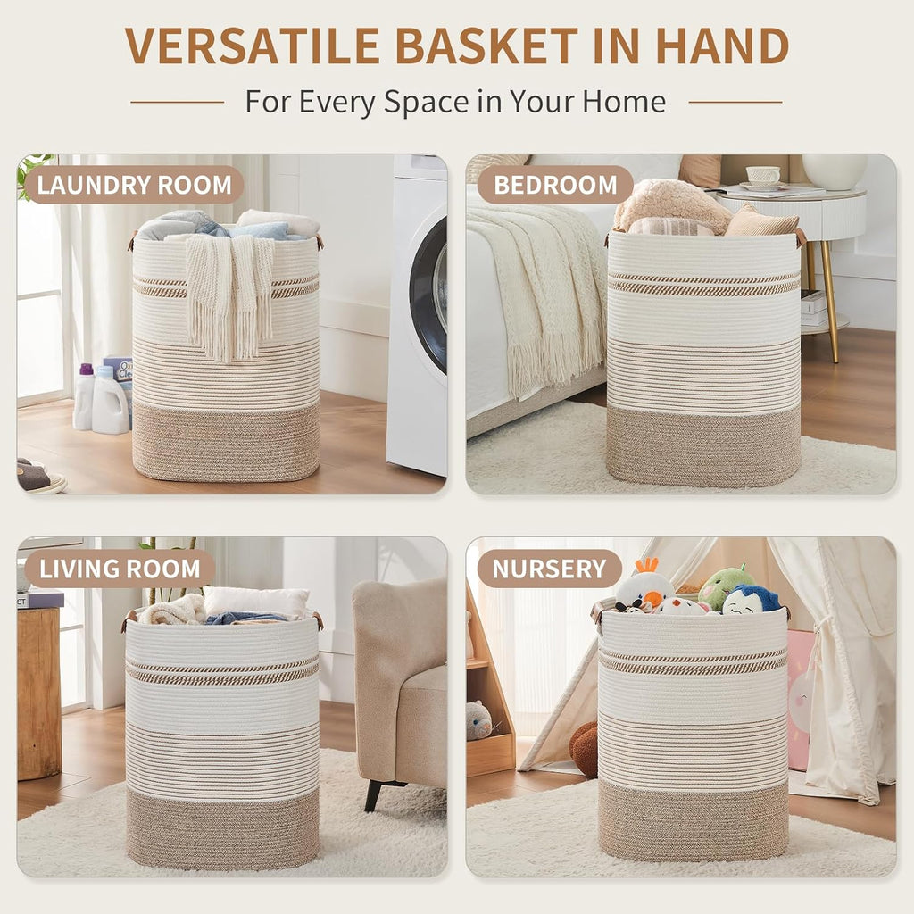 Laundry Basket with Handles - Blanket Basket & Hampers Aesthetic, Laundry Hamper & Blanket Storage , Clothes Hamper