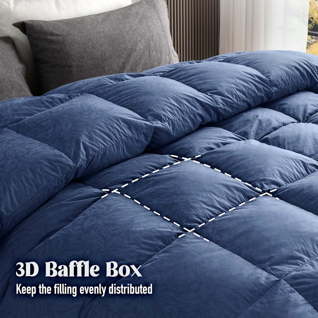 Goose Feather Down Comforter Queen, All Season Luxury Hotel Fluffy Duvet Insert