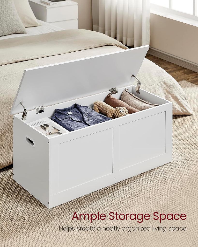 Storage Chest, Storage Trunk with 2 Safety Hinges, Storage Bench, Shoe Bench, Farmhouse Style, 15.7 x 39.4 x 18.3