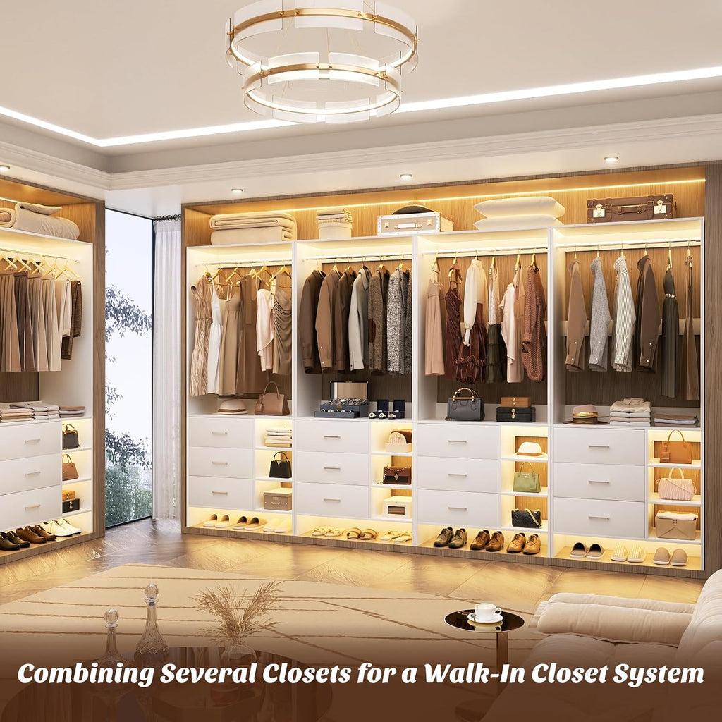 2.5FT Closet System with 3 Drawers, 29.5'' Closet Organizer, Wood Closet Organizer System, Walk-in Closet or Small