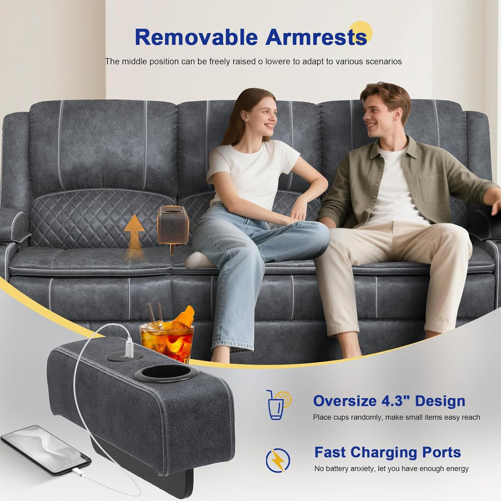 3+1 Seaters Recliner Sofa, Maximum Load Capacity 1800lbs & Ergonomics Design