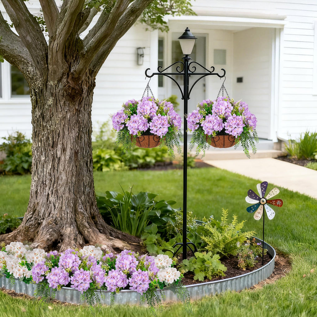 Artificial Light Purple Hydrangea Flowers with Hanging Basket