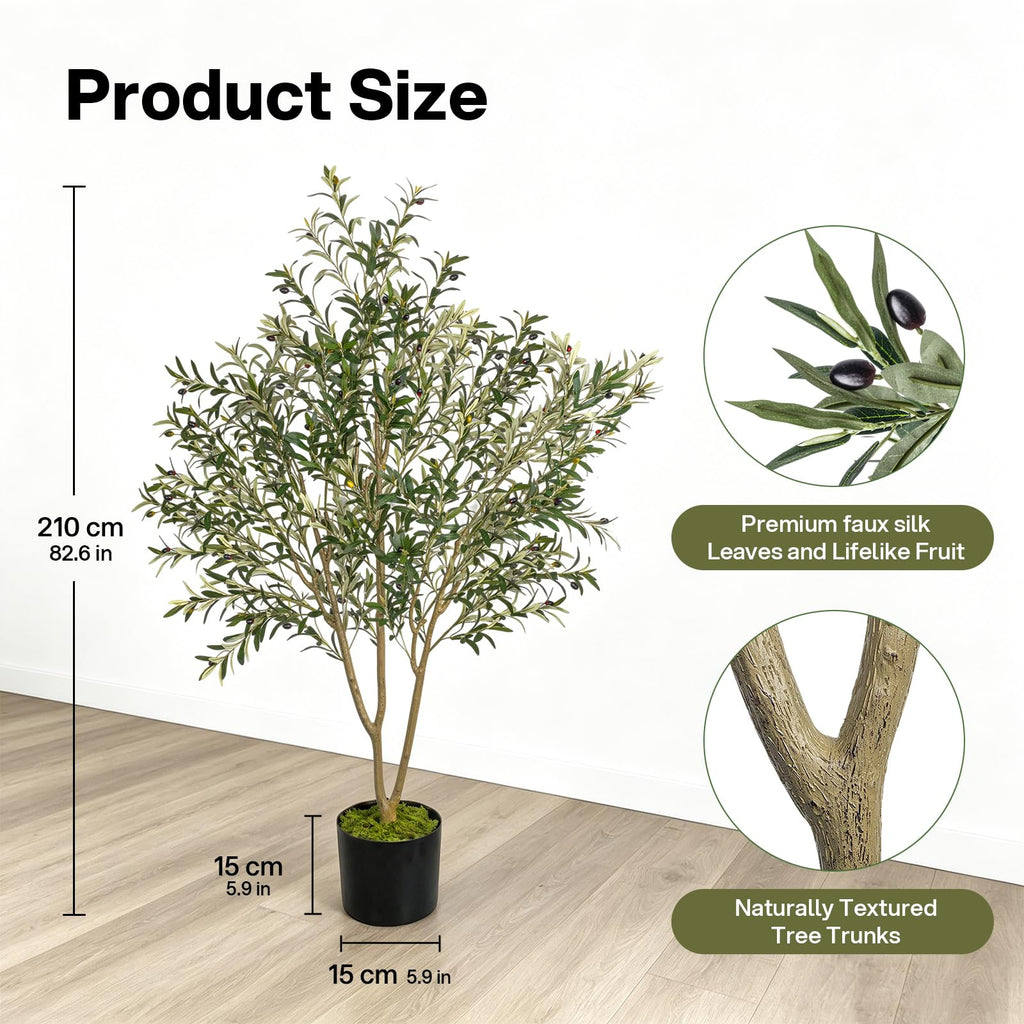 7FT Olive Tree Artificial Indoor with Green Moss