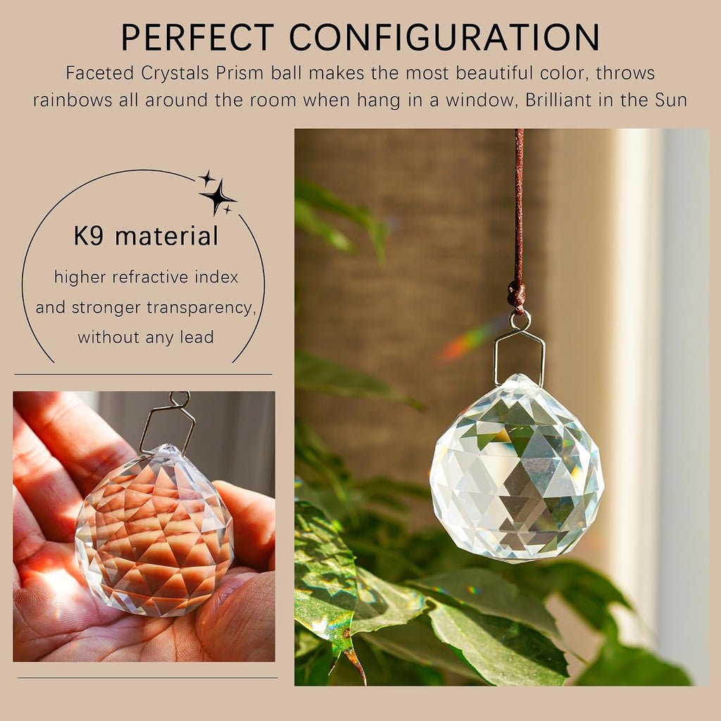4 Pack Clear Crystal Ball Prism Suncatchers Window Rainbow Maker, 40mm - Hanging Crystals,Sun Catchers Indoor Window