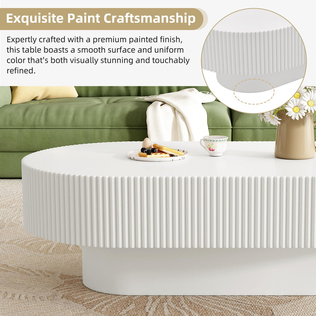 Modern Fluted 43.3" W Oval, White