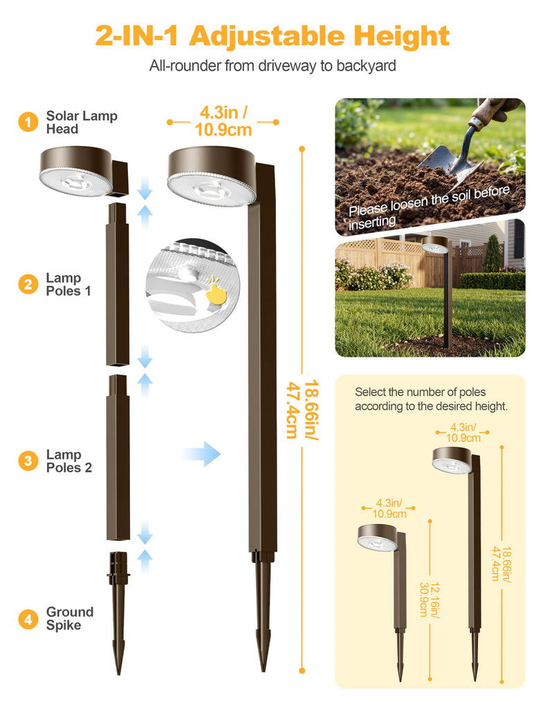 Solar Pathway Lights, 8 Pack LED Solar Lights Outdoor Waterproof, Garden Lighting for Yard Path Landscape Lawn