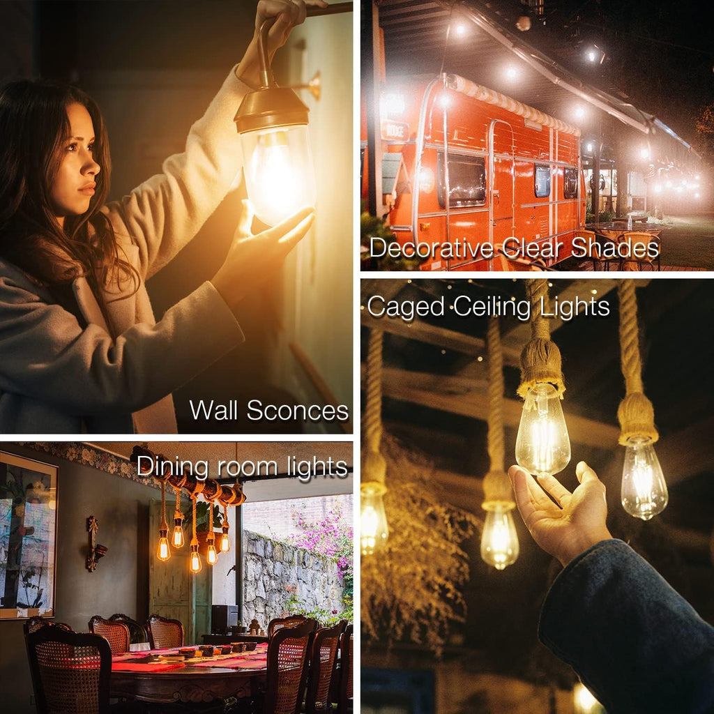 4 Pack Vintage LED Edison Bulbs, E26 Led Bulb 60W Equivalent, Dimmable Led Light Bulbs, High Brightness 800 LM Warm