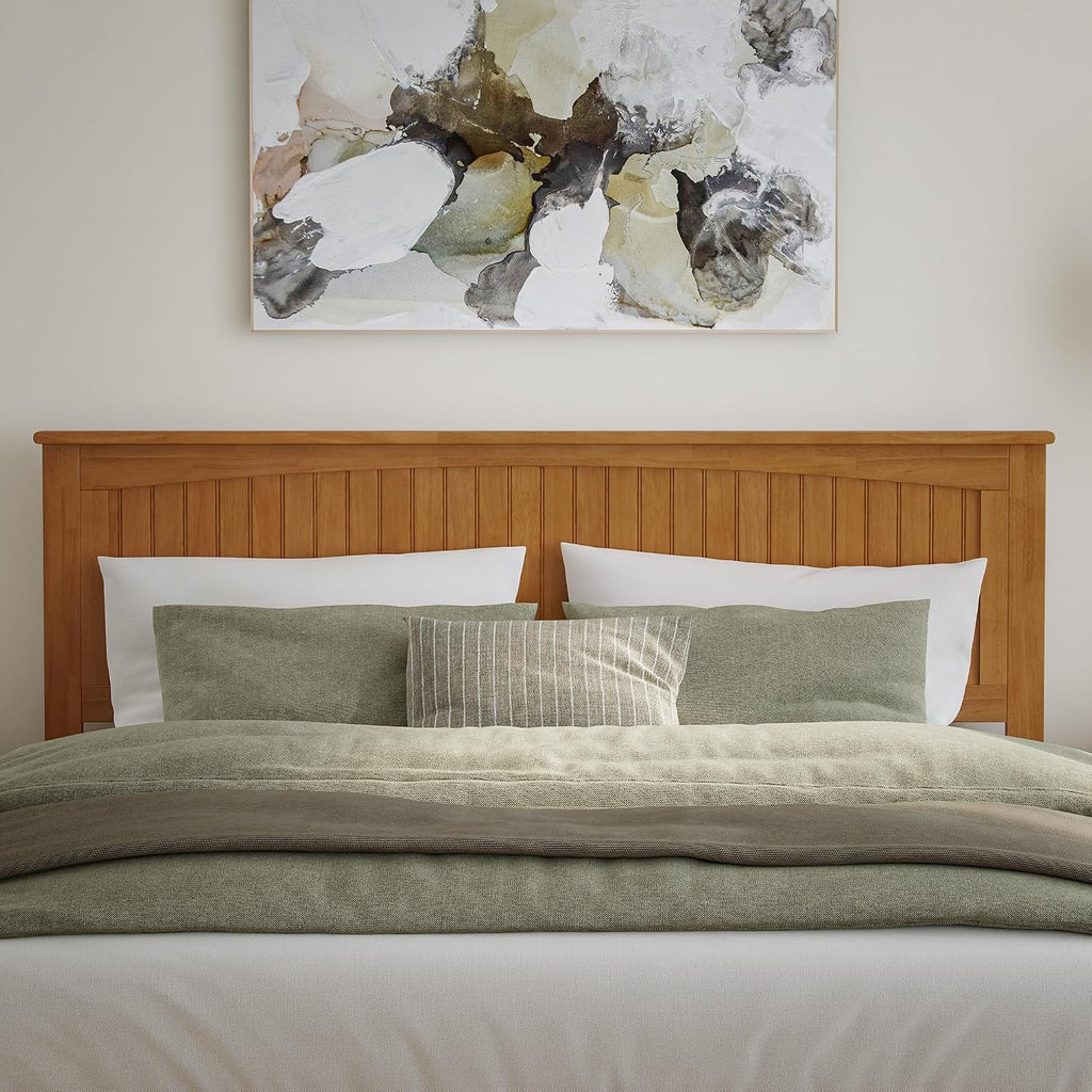 King Solid Wood Panel Headboard, Light Toffee