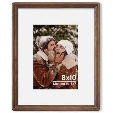 8x10 Natural Solid Oak Wood Picture Frame with 5x7 Mat, Premium Rustic Wooden Photo Frames with Plexiglass, Poster