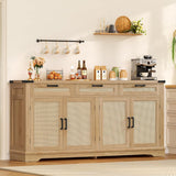 61” Large Buffet Cabinet with Storage, Sideboard Cabinet with 4 Doors and 3 Drawers, Farmhouse Buffet Table