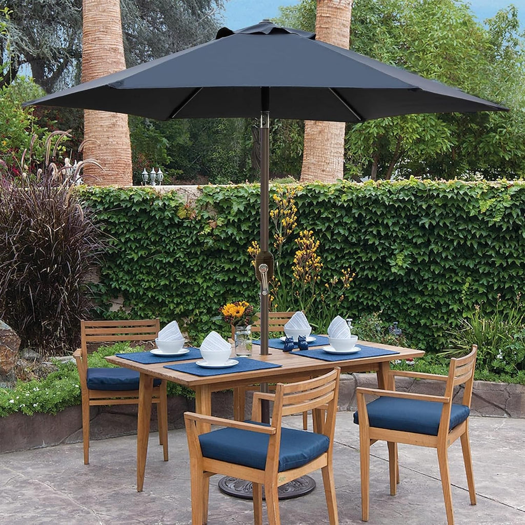 7.5 ft Patio Umbrella, Yard Umbrella, Outdoor Market Umbrella with Push Button Tilt Crank (Black)