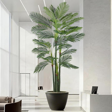 Palm Tree 9FT(108in) Tall Faux Tree with Large Trunks and 35 Realistic Leaves, Fake Tropical Floor Potted Artificial