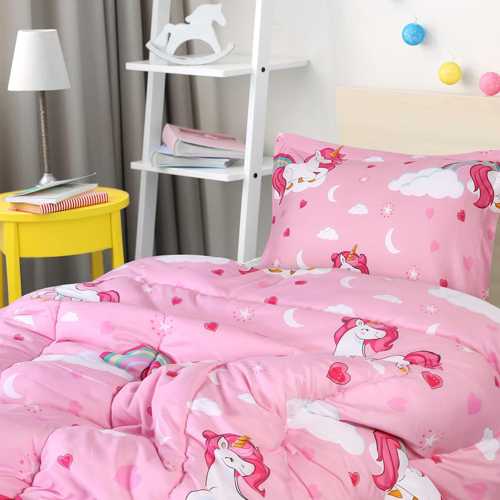 3 Pc Kids Twin Comforter Set, Unicorn