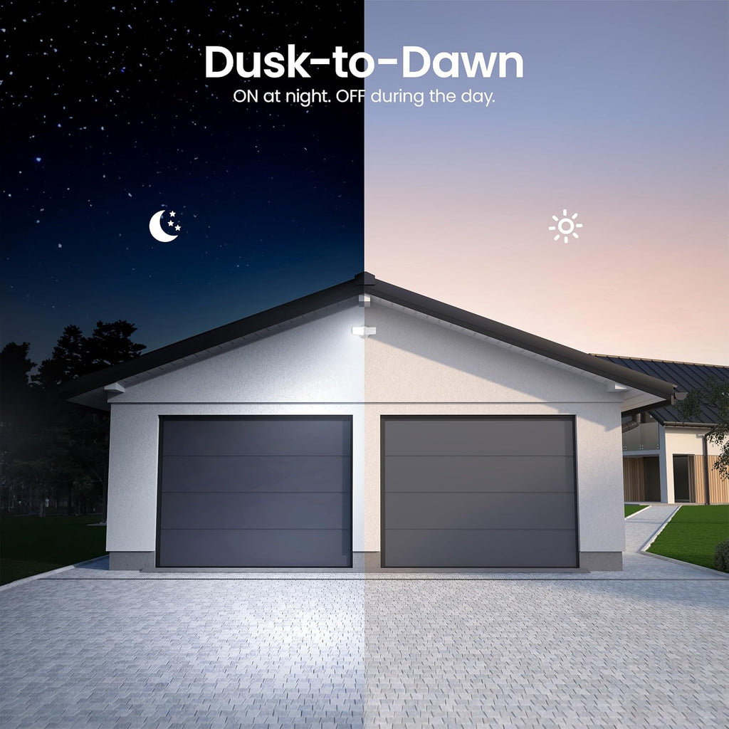 Electric LED Motion Sensor Flood Light, 2000 Lumens Dual-Head Security Light, 5CCT (2700K-6500K), Dusk to Dawn