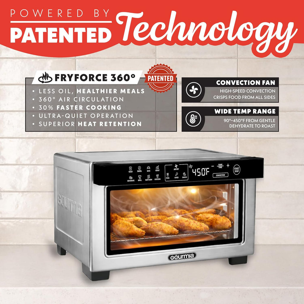 Toaster Oven Digital Air Fryer - Convection Mode with 4 Slice Capacity, 3 Rack Positions, 12 Presets, Toast, Bagel