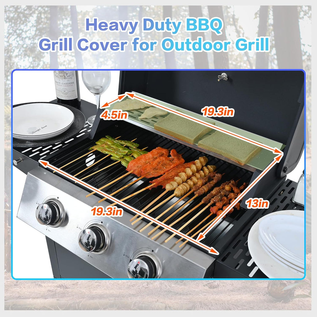 3-Burner Propane Gas Grill, 26,000 BTU Stainless Steel BBQ Grill with Porcelain-Enameled Cooking Grates, Built-In Thermometer, Side Shelf & Wheels for Patio and Backyard