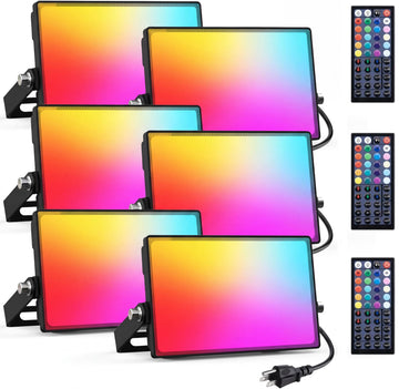 LED Flood Light DIY Color Changing Uplights with Remote, 6 Pack